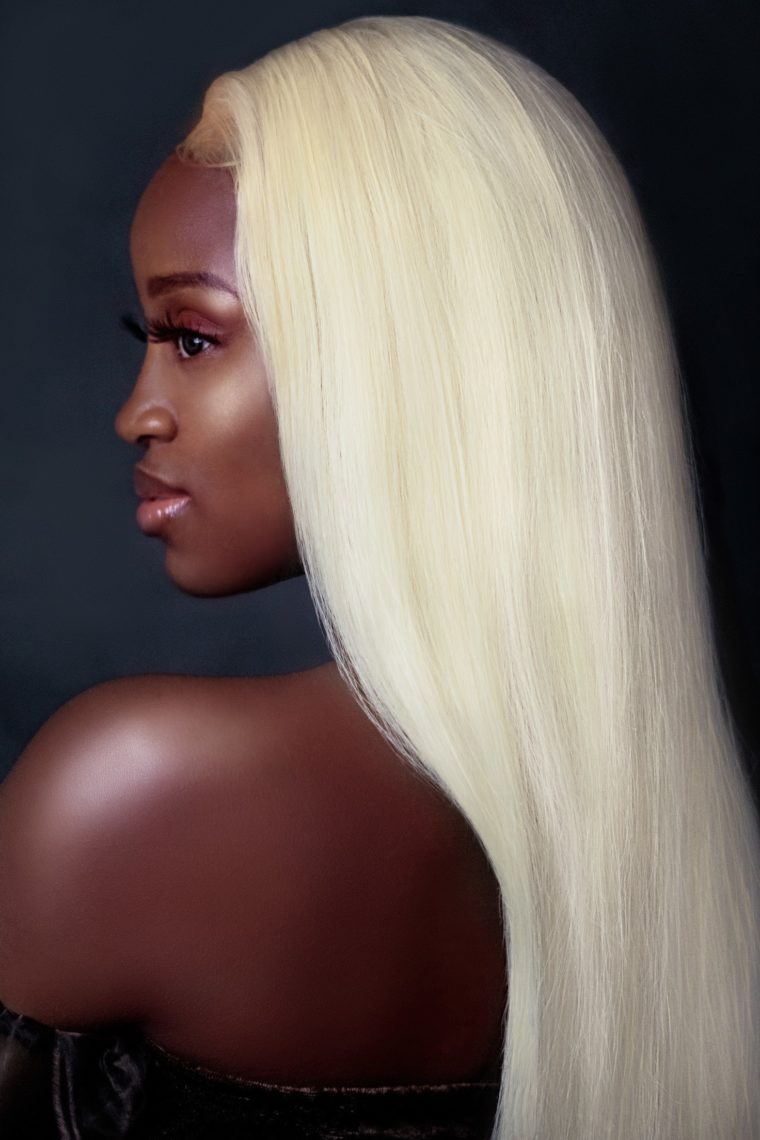 black girl in blonde wig